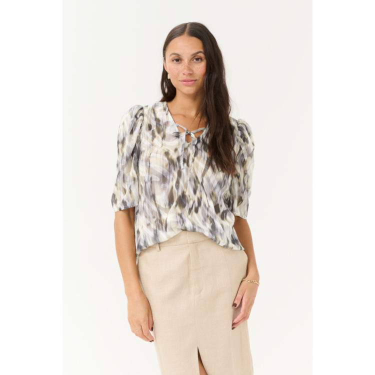 Kavicki bluse - Grey graphic blur print