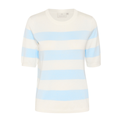 Kalizza strik bluse - Chalk/light blue wide stripe