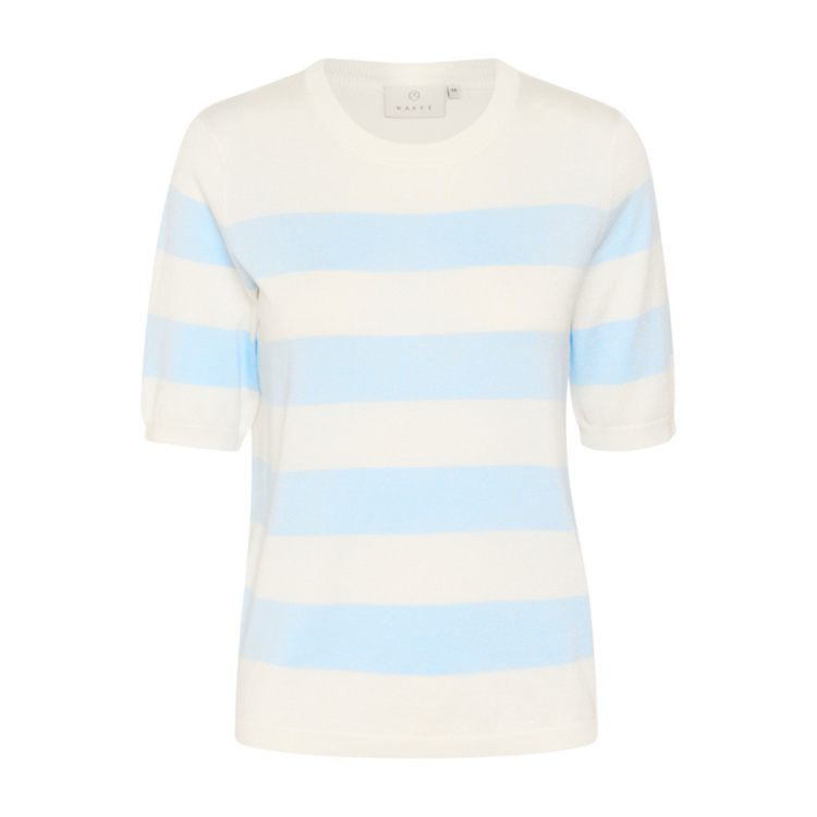 Kalizza strik bluse - Chalk/light blue wide stripe