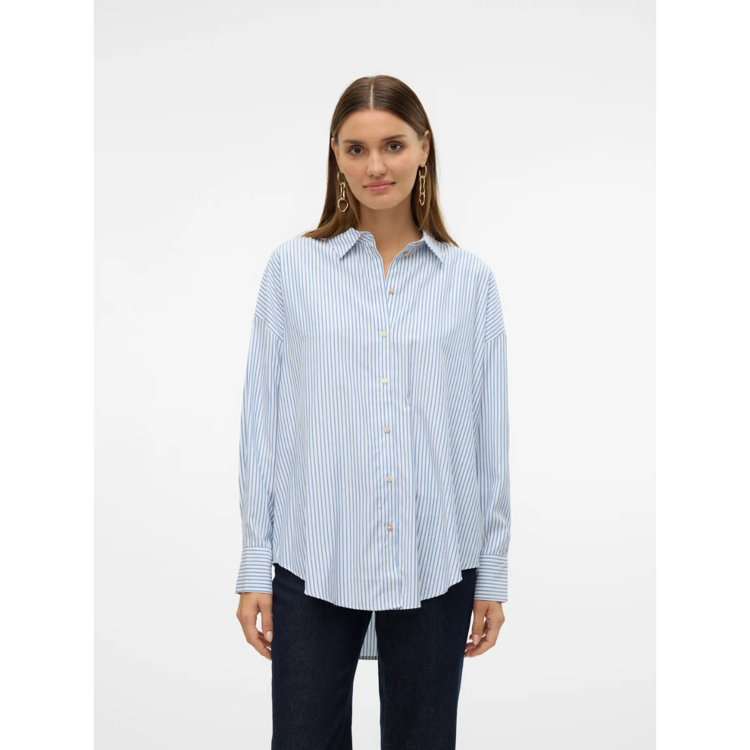 Vmnora skjorte - Bright white/blue jasper