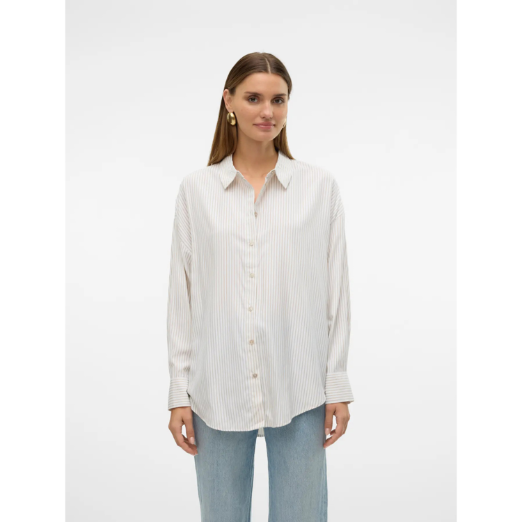 Vmnora skjorte - Bright white/silver mink