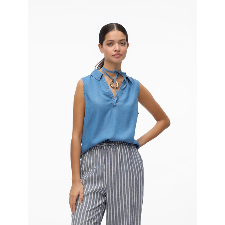 Vmharper top - Medium blue denim