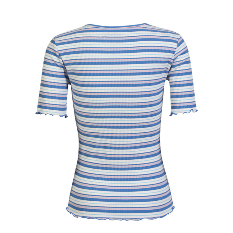 Natalia t-shirt - Blue white rose stripe