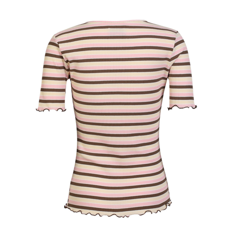 Natalia t-shirt - Brown rose creme stripe