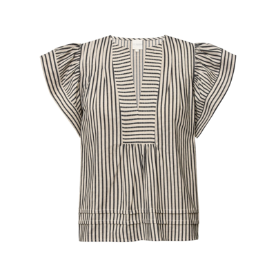 Minkago top - Creme black stripes