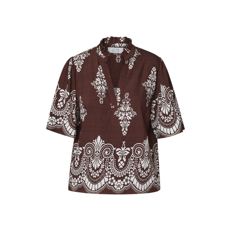 Love1296-2 top - Brown/paisley