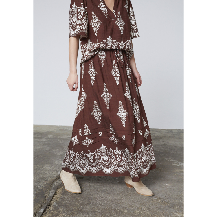 Love1369 nederdel - Brown/paisley