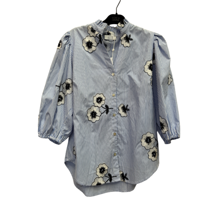 Love456-8 Bluse - Stripe/flower