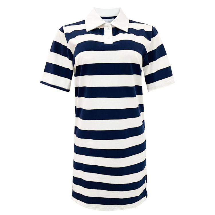 Polo dress - Navy white stripe