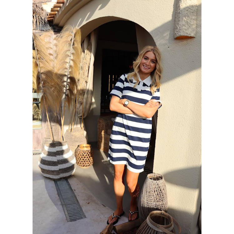 Polo dress - Navy white stripe