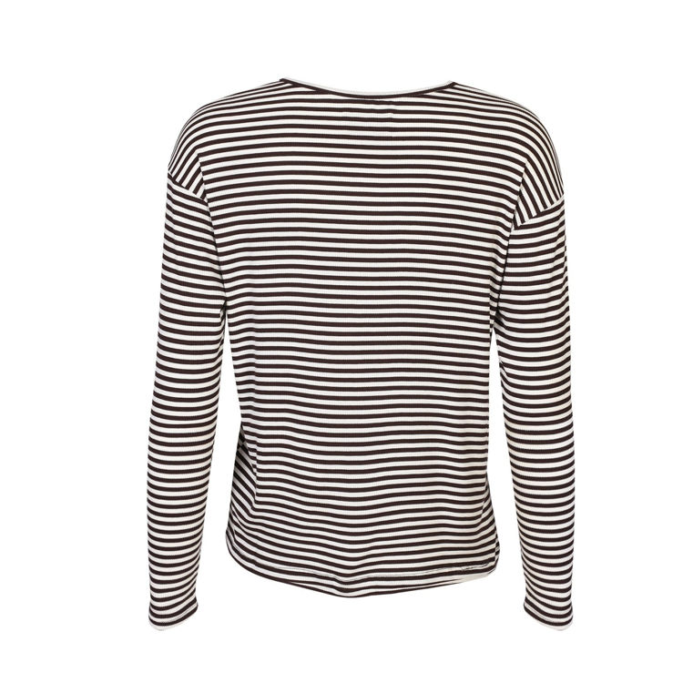 Natalia boxy bluse - D. brown creme small stripe
