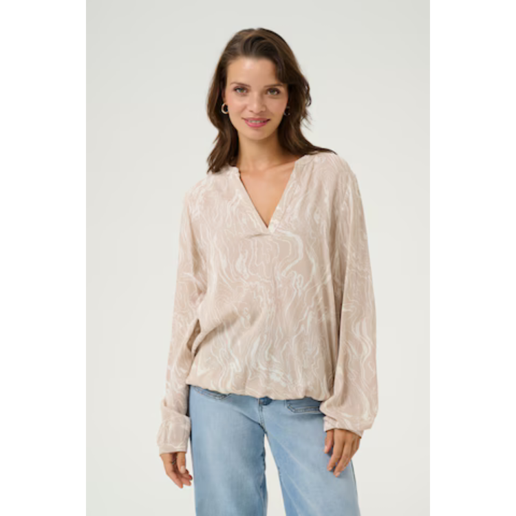 Kaditte bluse - Feather gray/chalk