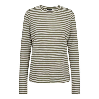 Ulla ls bluse - Dark army white stripe