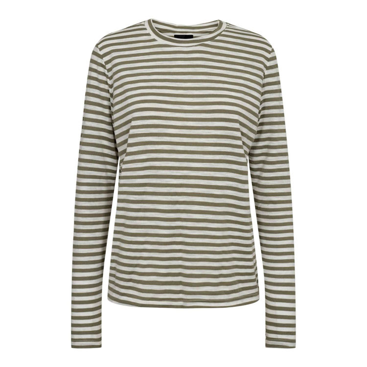 Ulla ls bluse - Dark army white stripe