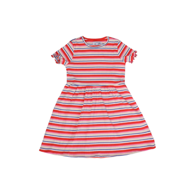 Natalia kjole kids - Creme orange blue stripe