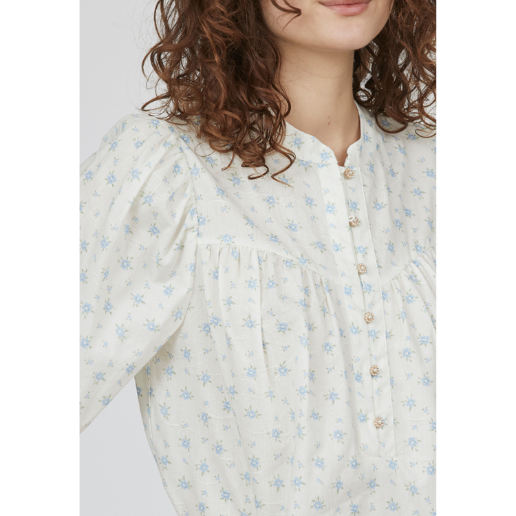 Love1291 bluse - Cream/blue