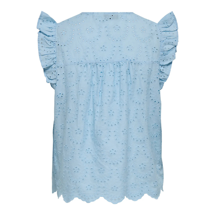 Onl30 freesia top - Soft chambray/emb