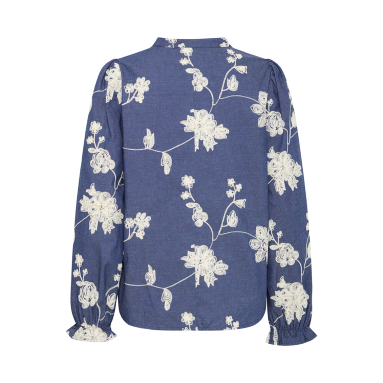 Frdarana bluse - Mid blue emb.
