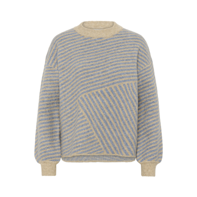 Kaverana strikbluse - Feather grey melange/windwar