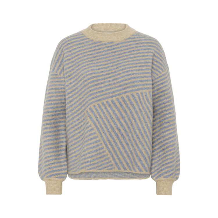 Kaverana strikbluse - Feather grey melange/windwar