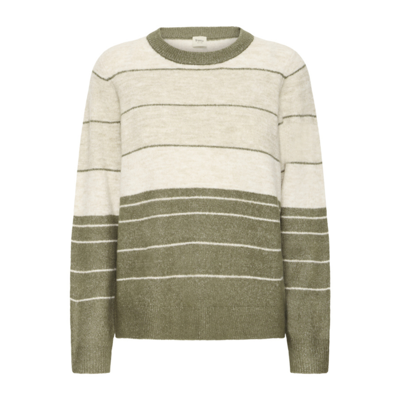 Frellis strikbluse - Dusty olive melange