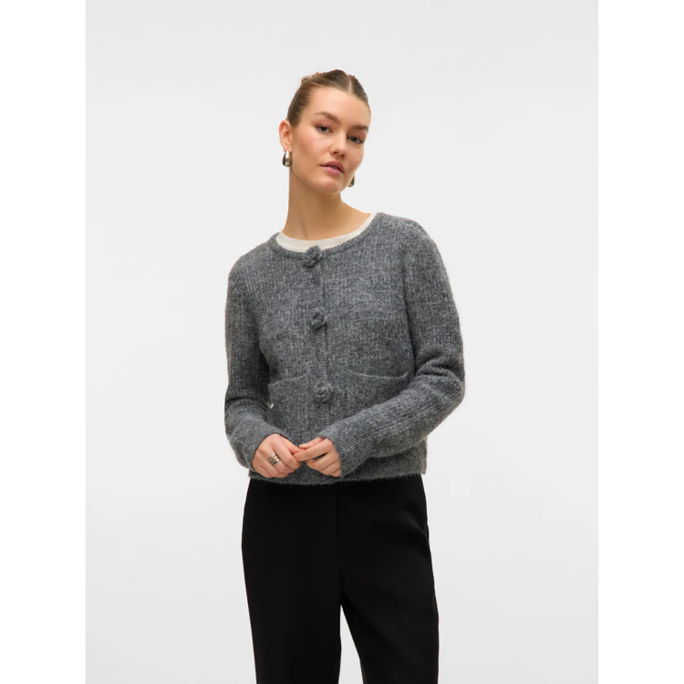 Vmblossom cardigan - Medium grey melange