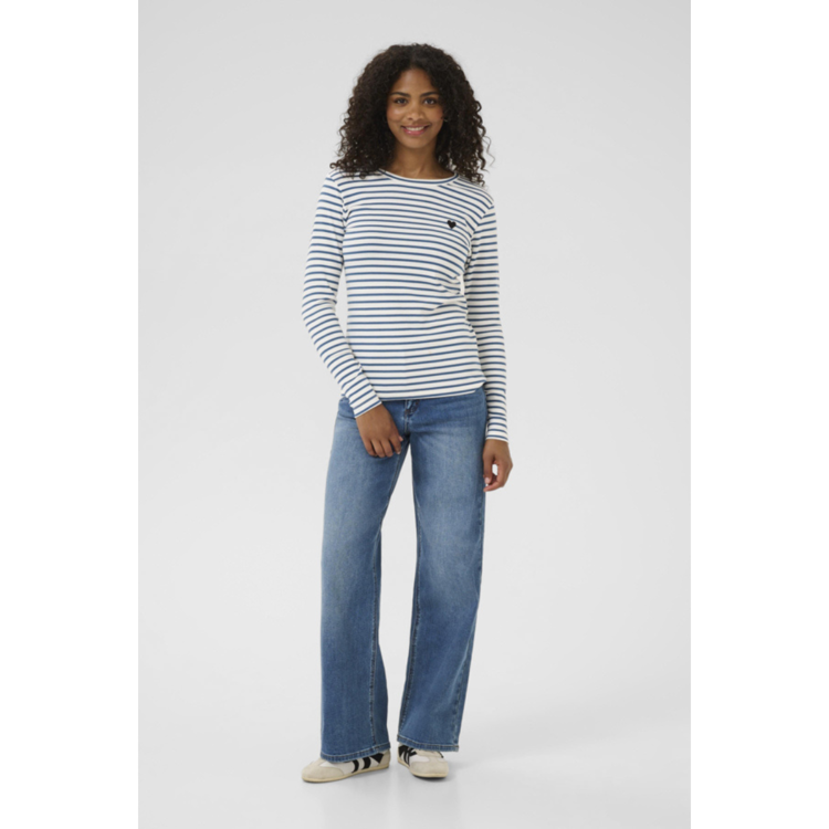 Liddy bluse - Chalk/berring sea