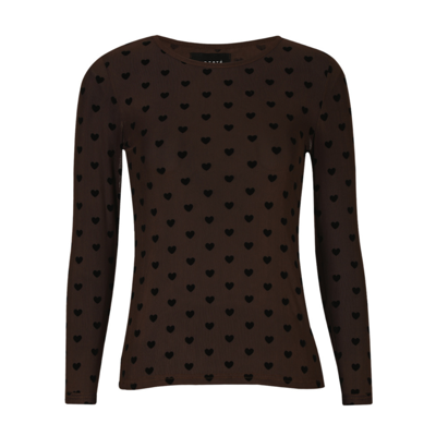 Mesh bluse - Dark brown black heart