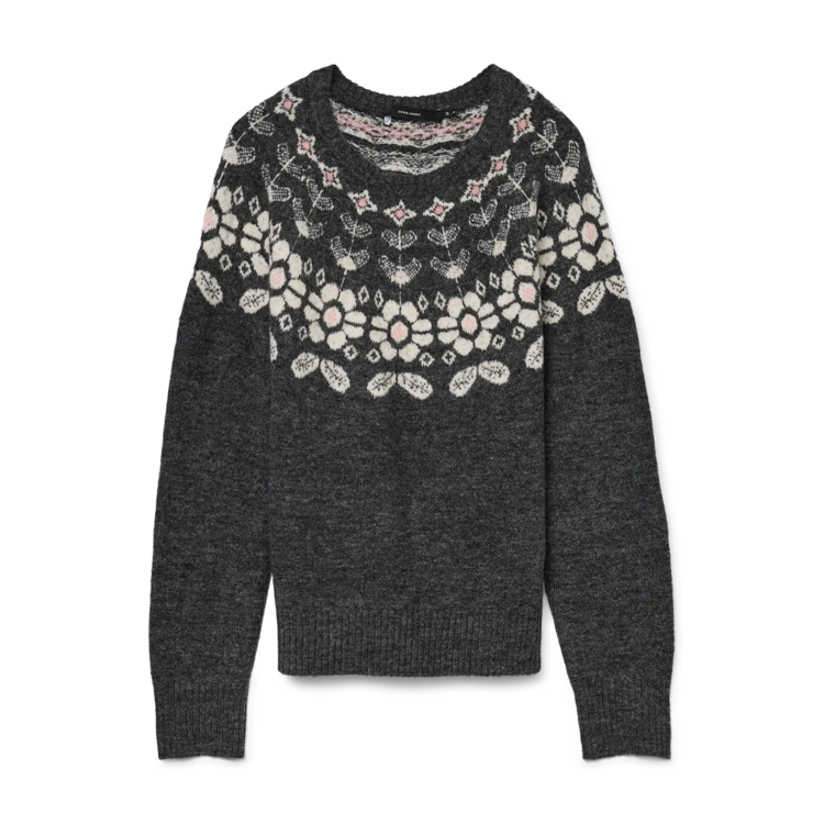 Vmsimone strik - Dark grey melange/w. birch