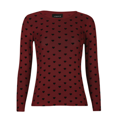 Mesh bluse - Bordeaux black flock heart