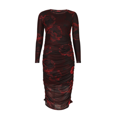 Mesh kjole - Black bordeaux flower