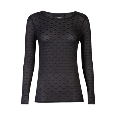 Isa mesh bluse - Black small big hearts