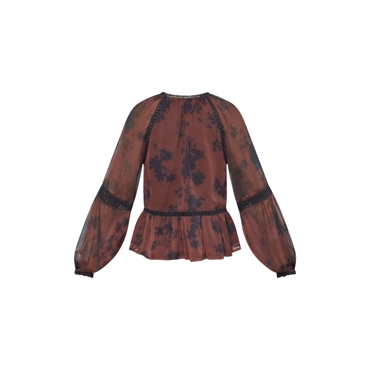 Love1407 bluse - Bordeaux/flower