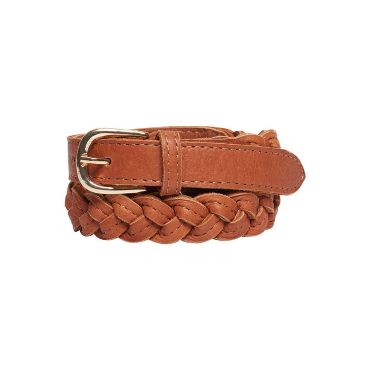 Braited belt - Cognac/gold