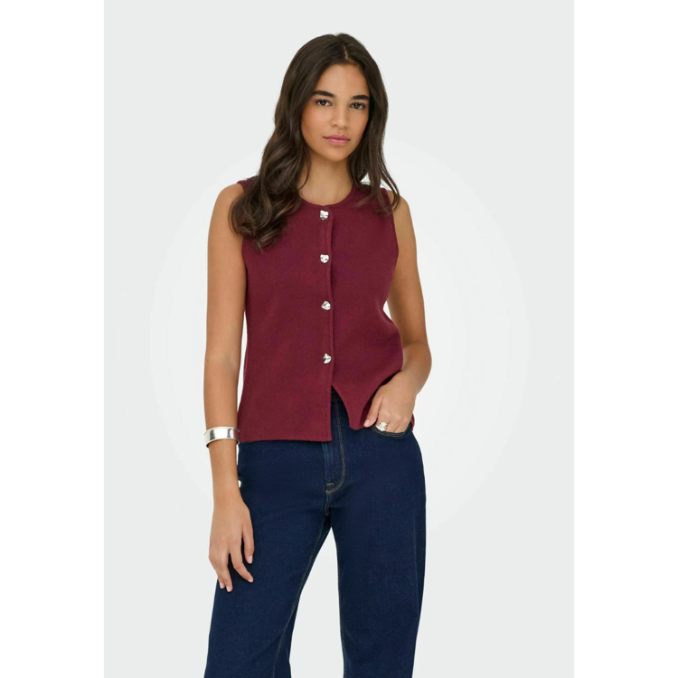 Onlibi vest - Zinfandel/silver button
