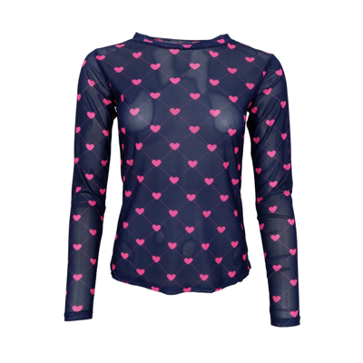 Bcannie mesh bluse - Navy pink heart